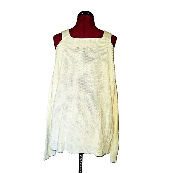 Hooked Up Womens Sweater Size Large White Cold Shoulder Side Split - Picture 2 of 6